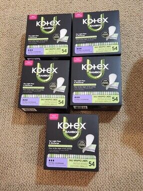 New Boxes of Kotex U Bamboo Daily Liners 54 Count